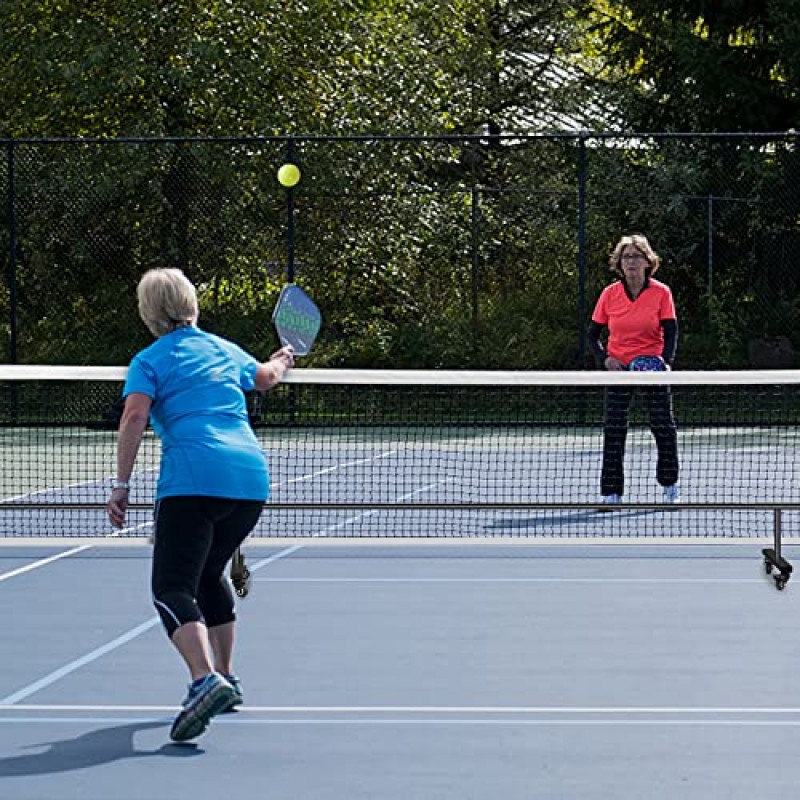 바퀴에 VANCL Pickleball Net 배드민턴 Pickleball Net 높이 조절 가능한 휴대용 그물 야외 금속 프레임, 강력한 나일론 그물 및 Pickleball/테니스/배드민턴/배구용 운반 가방 포함