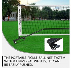 바퀴에 VANCL Pickleball Net 배드민턴 Pickleball Net 높이 조절 가능한 휴대용 그물 야외 금속 프레임, 강력한 나일론 그물 및 Pickleball/테니스/배드민턴/배구용 운반 가방 포함