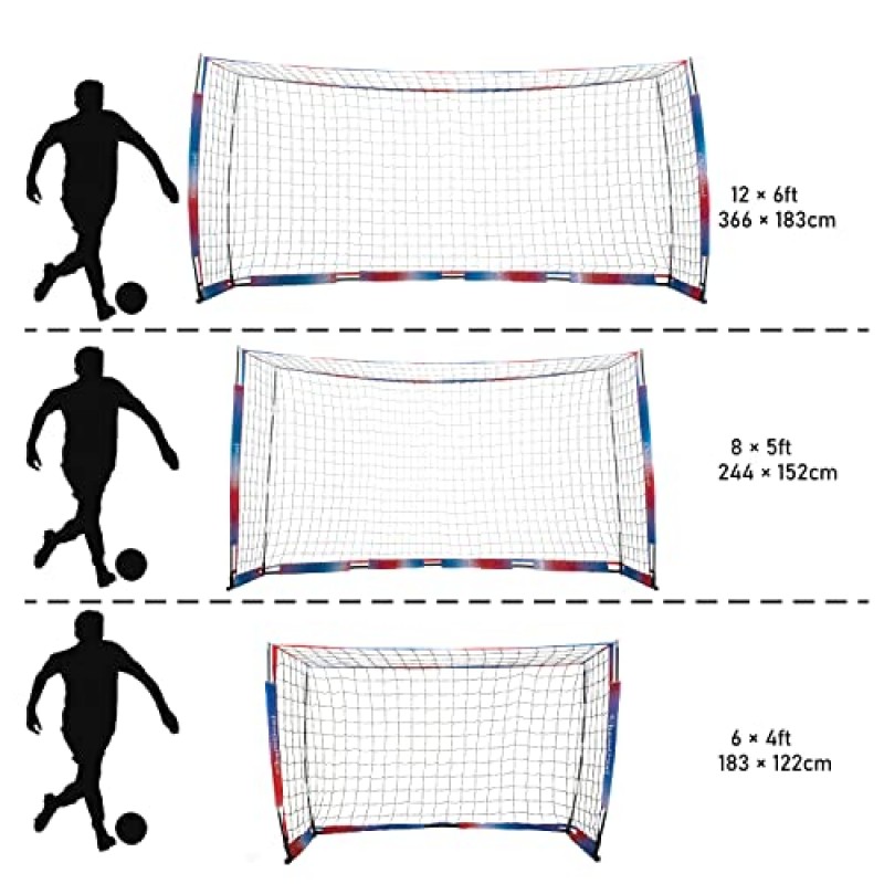 뒷마당을 위한 ChamGoal 휴대용 축구 골 네트, 스포츠 네트 인스턴트 휴대용 접이식 축구 네트, 모든 연령 및 기술 수준 및 어디서나, 훈련 및 스크리밍용, 1골 + 1 캐리 백, 사용 가능 3개 크기