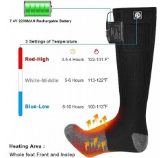 SNOW DEER 가열 양말, 2023 남성 여성을위한 업그레이드 된 7.4V 충전식 배터리 전기 양말, Huting 낚시 캠핑 하이킹 스키 발 따뜻하게를위한 겨울 추운 날씨 따뜻한 양말