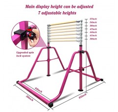링 세트가 있는 어린이를 위한 GLANT 체조 바, 7가지 높이 조절 가능 간편한 접이식 체조 훈련 바 키즈 원숭이 수평 바 - 최대 부하 300LBS