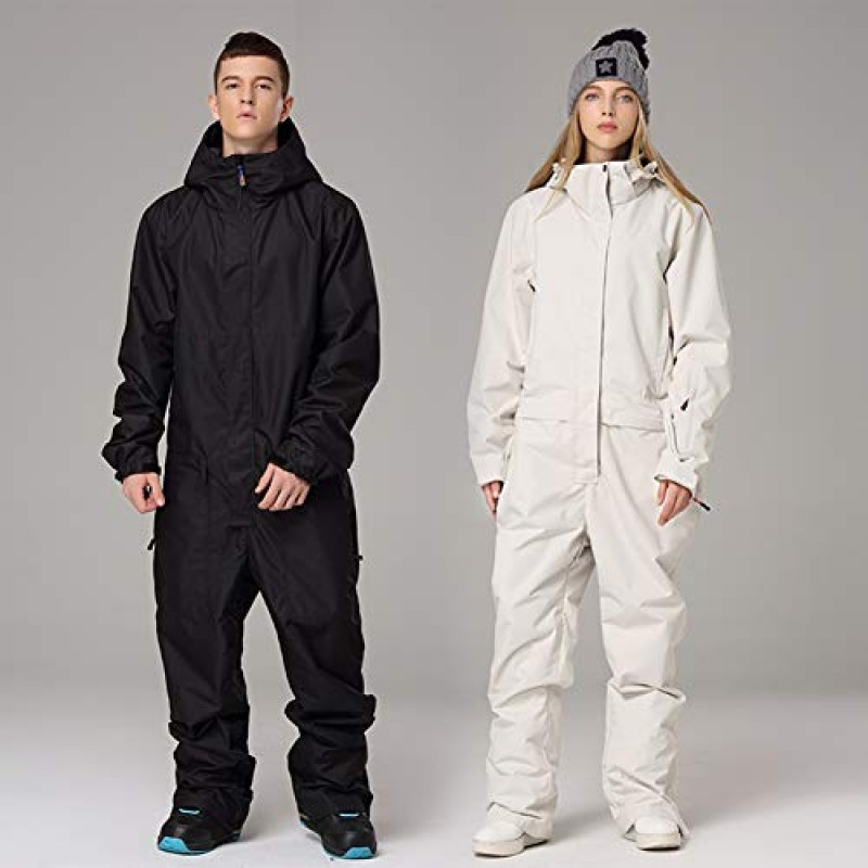 RIUIYELE Womens Mens 원피스 스키 복 점프 슈트 커플 스키 복 작업복 겨울 야외 방수 Snowsuits