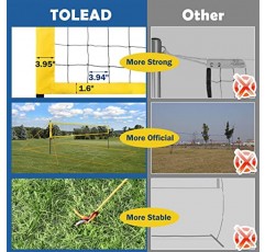 TOLEAD 휴대용 배구 네트, 높이 조절 폴, 배구 공, 펌프, 경계선 및 뒷마당 해변 수영장용 운반 가방이 포함된 야외 배구 세트