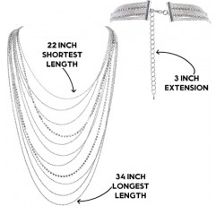 여성을 위한 겸손하고 세련된 시뮬레이션 다이아몬드 문 목걸이 - 계층화된 큐빅 지르코니아 길거나 짧은 폭포 체인 목걸이