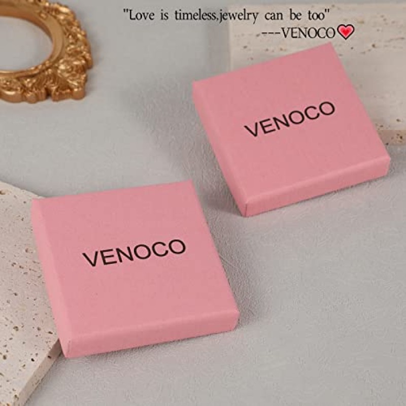 여성을위한 VENOCO 우아한 CZ 다이아몬드 목걸이 14K 골드 도금 단일 라운드 큐빅 지르코니아 솔리테어 펜던트 목걸이 광장 시뮬레이션 다이아몬드 초커 목걸이 신부 들러리 보석 선물