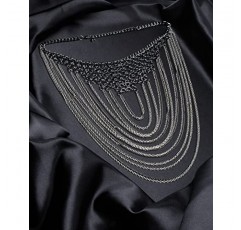 Badgley Mischka 여성용 목걸이 - 우아함 레이어드 커브 체인 스테이트먼트 턱받이 목걸이 목걸이 의상 보석