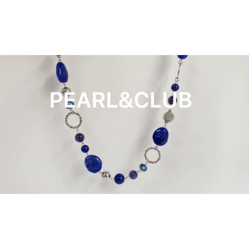 PEARL&CLUB 여성을 위한 긴 파란색 목걸이 - 스웨터 체인 여성을 위한 패션 주얼리 목걸이 선물