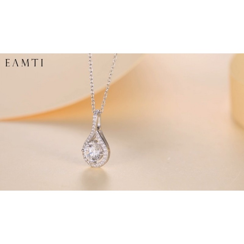 여성을위한 EAMTI 925 스털링 실버 목걸이 큐빅 지르코니아 라운드 컷 1.25CT 펜던트 목걸이 여성을위한 우아한 보석 선물 어머니의 날/생일/기념일/발렌타인 데이