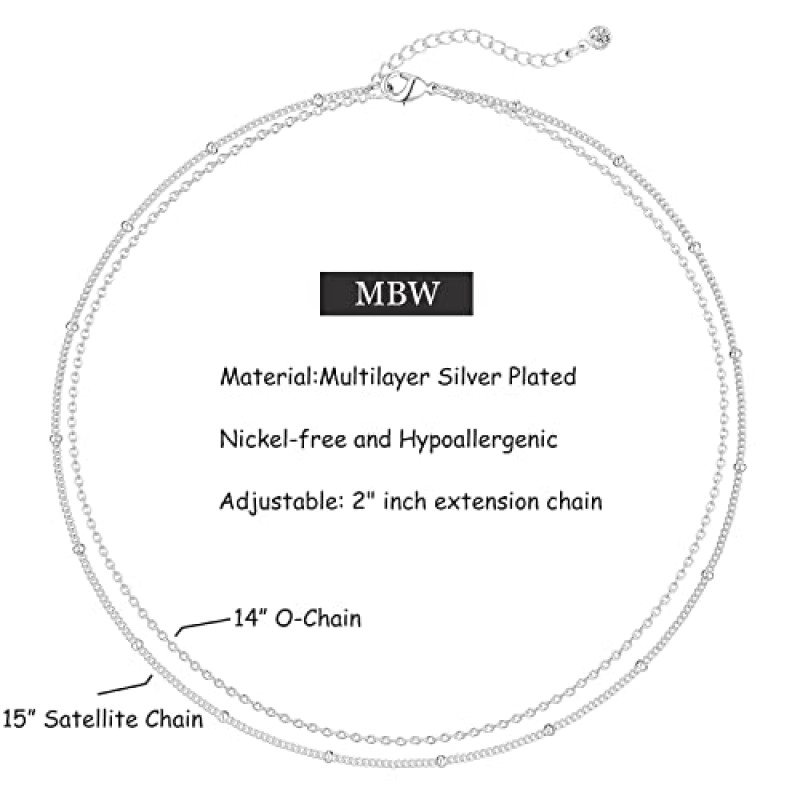 MBW 여성을 위한 계층화된 목걸이, 여성을 위한 우아한 실버 도금 스네이크 트위스트 로프 체인 목걸이 간단한 헤링본 얇은 스네이크 체인 위성 초커 목걸이 여성을 위한 실버 주얼리 세트 선물 소녀