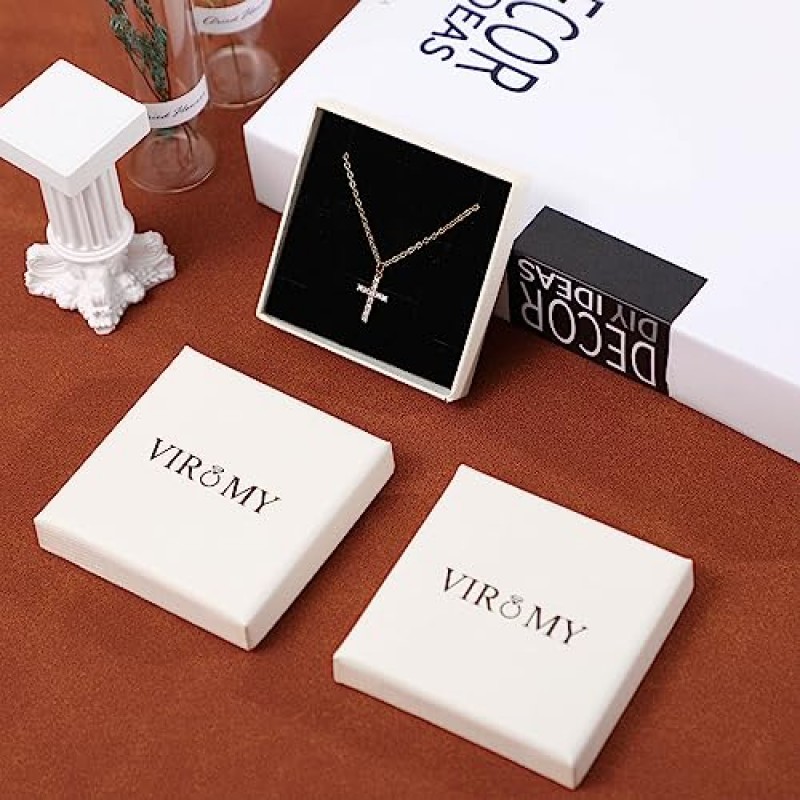 여성을위한 VIROMY Dainty 크로스 목걸이 18K 골드 도금 귀여운 크로스 펜던트 초커 목걸이 Simple Stylish Everyday Jewelry