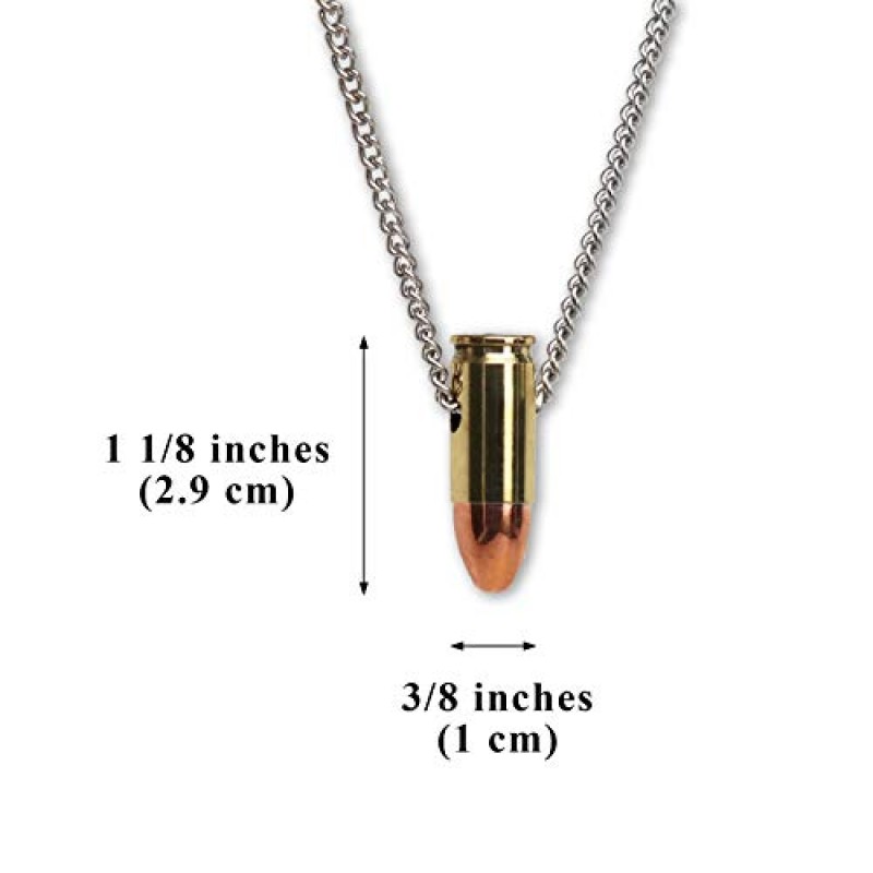 실제 금속 9mm 루거 총알 쥬얼리 목걸이 손으로 광택 처리한 황동 및 구리 마감