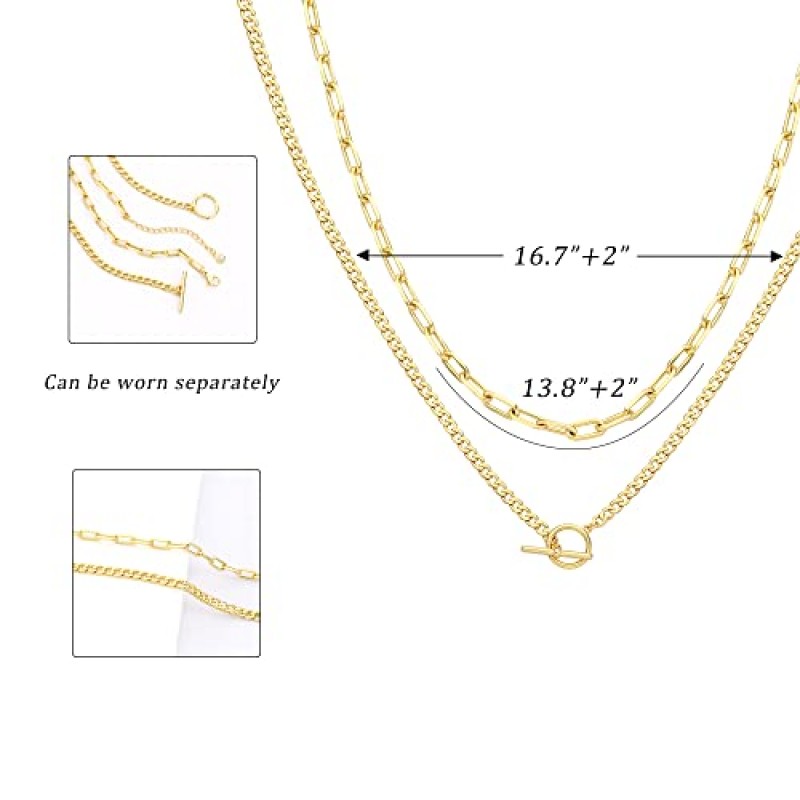 여성을위한 CHESKY 골드 계층 목걸이, 14K 우아한 골드 체인 목걸이 여성 유행 쿠바 링크 클립 체인 토글 걸쇠 목걸이 여성을위한 패션 Chunky 쥬얼리