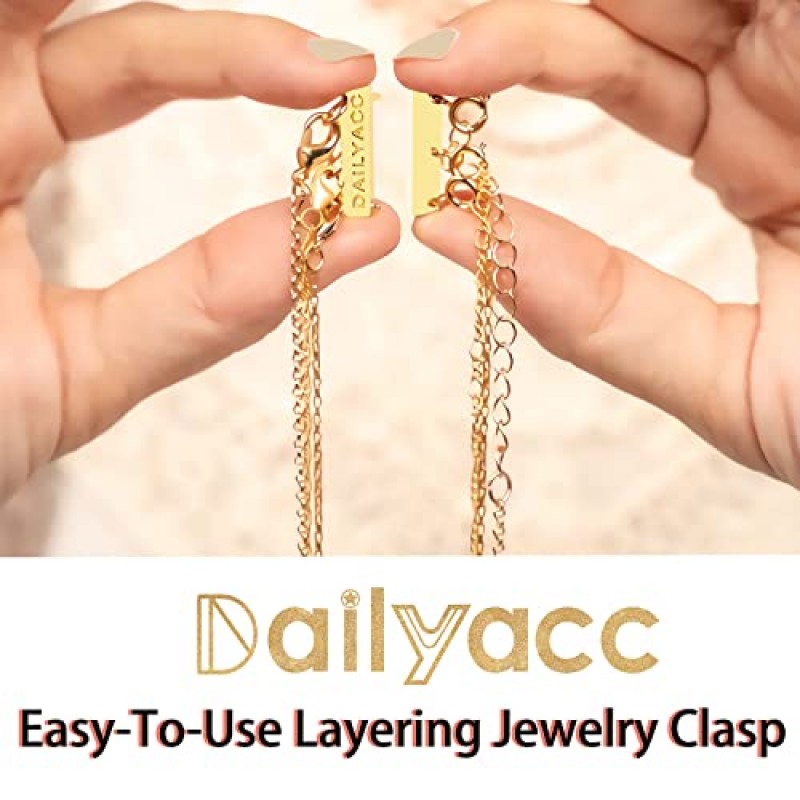 Dailyacc 레이어링 목걸이 걸쇠, 쌓을 수 있는 목걸이용 18K 금 및 은 분리기