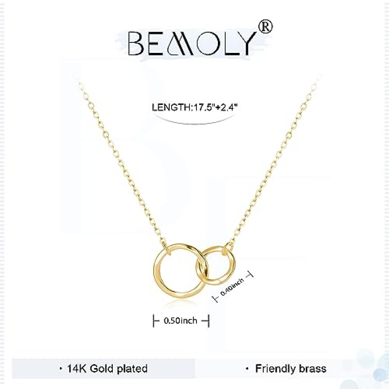 Befettly 문 펜던트 목걸이 14K 골드 채우기 Dainty Hammered Moon Phase 골드 초커 단순 초승달 보름달 카르마 서클 초커 목걸이