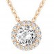 PAVOI 14K 골드 도금 포스트 인조 다이아몬드 라운드 솔리테어 펜던트 헤일로 목걸이 | 여성을 위한 금 목걸이 | 슬라이더 조절 가능