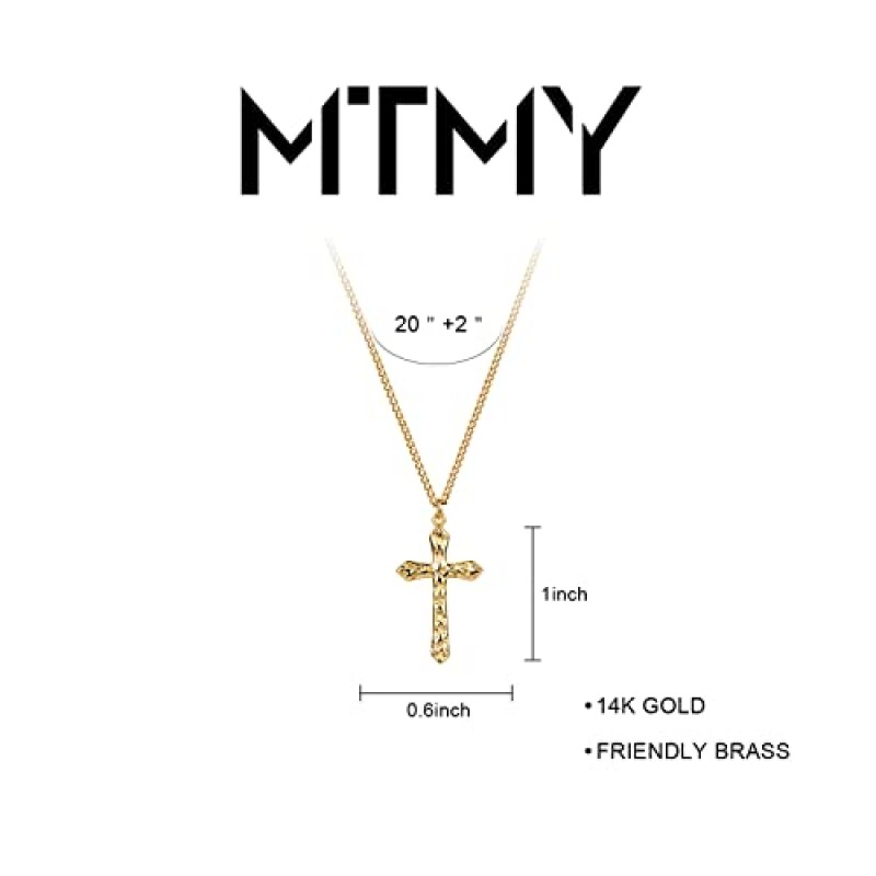 MTMY 골드 크로스 목걸이 14K 골드 도금 우아한 골드 크로스 펜던트 목걸이 여성을위한 섬세한 목걸이 쥬얼리 선물