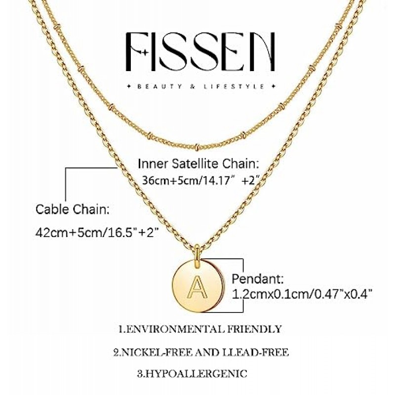 FISSEN JEWELRY 여성을위한 계층화 된 초기 목걸이 14K 골드 도금 편지 목걸이 여성을위한 우아한 골드 레이어링 목걸이 트렌디 한 초기 초커 목걸이 여성을위한 맞춤 선물 소녀