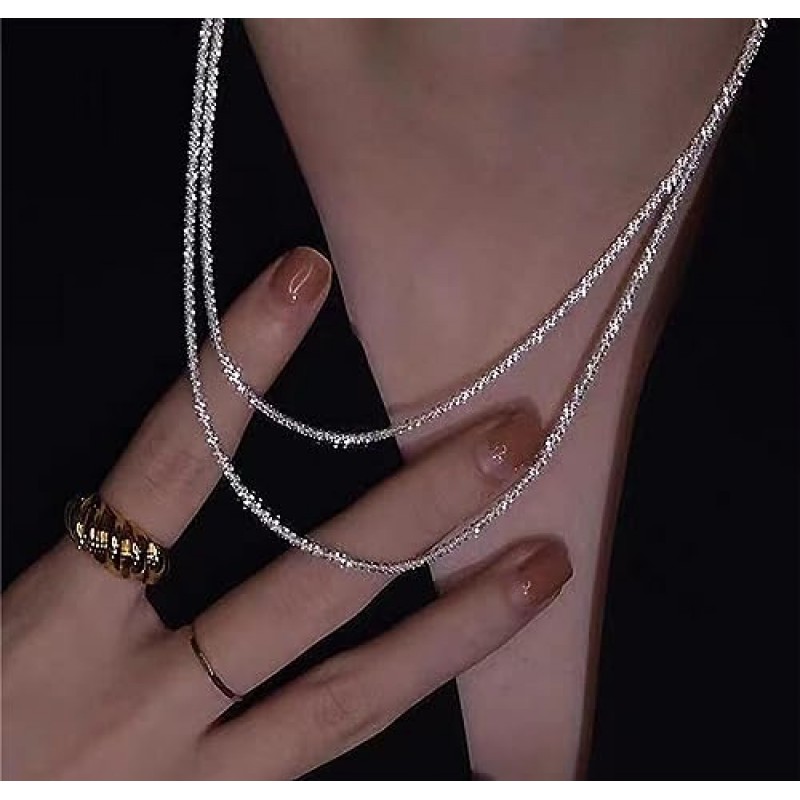 여성을위한 ASCOMY 실버 목걸이 Dainty Silver Choker 14K 실버 도금 초커 여성을위한 미니멀리스트 보석 선물 소녀