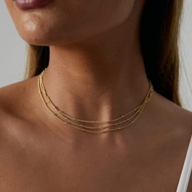 Sewyer 여성을위한 14K 골드 도금 초커 목걸이 Dainty Coin Chain Chokers 간단한 조명 볼트 Fishbone 목걸이 매일 보석 선물