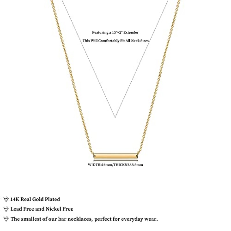 Aghfacy Dainty 골드 바 목걸이 14K 골드 도금 작은 바 펜던트 목걸이 여성을위한 작은 코인 초커 목걸이