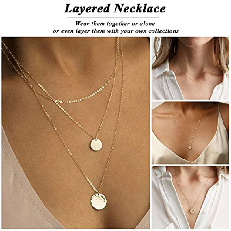 Estendly Dainty Gold Layered Bar Neckalce Moon 펜던트 Lariat Y 목걸이 여성을위한 14K 골드 단순 목걸이