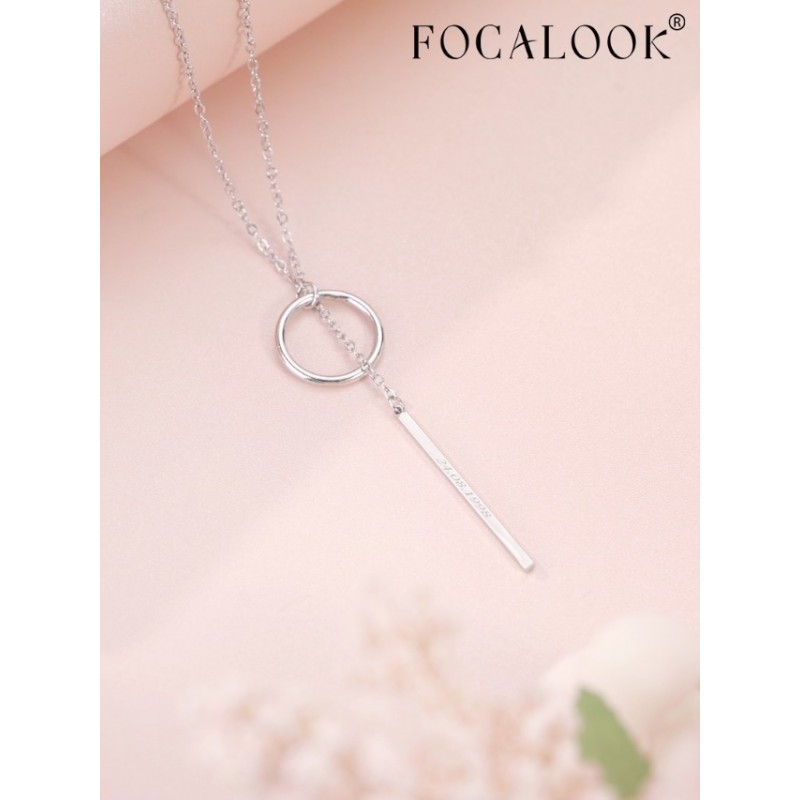 FOCALOOK 여성용 긴 목걸이 18K 골드 도금 Dainty Drop Bar 펜던트 Lariat Y 자형 목걸이 28inch/73cm