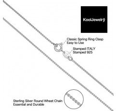 Kooljewelry 925 스털링 실버 라운드 밀 체인 목걸이 (1 mm, 1.5 mm, 2 mm 또는 2.6 mm) | 이태리에서 만듦