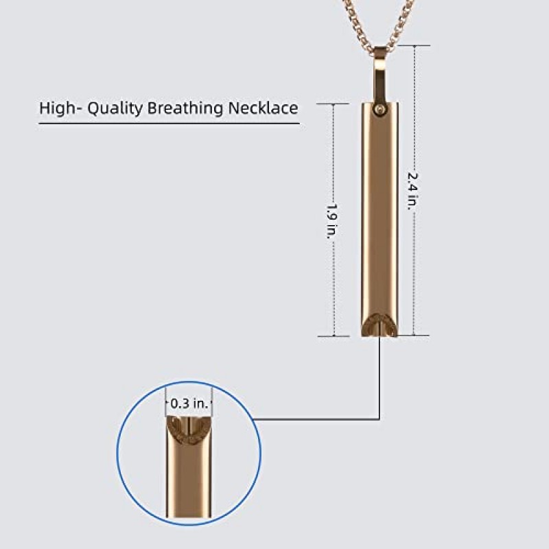 GEWUEGUO 호흡 목걸이, 불안 목걸이, 스트레스 감소, 불안 완화 품목, 여성과 남성을 위한 불안 호흡 도구, 프리미엄 스테인레스 스틸