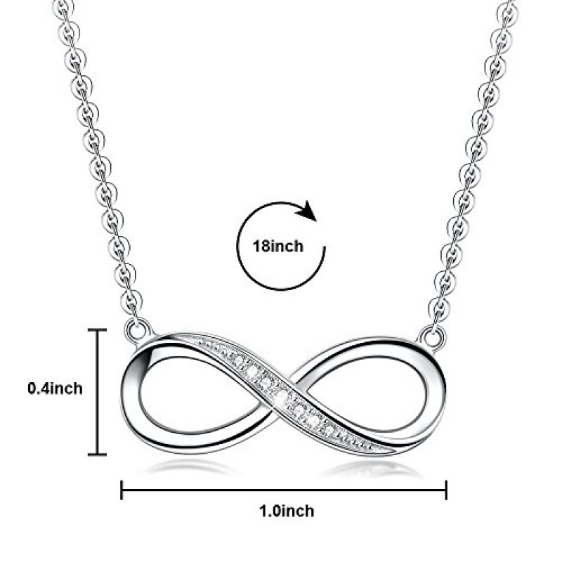 PUPILLEMON 인피니티 펜던트 목걸이 여성용, 925 스털링 실버 러브 목걸이 파인 쥬얼리 화이트 골드/로즈 골드 도금
