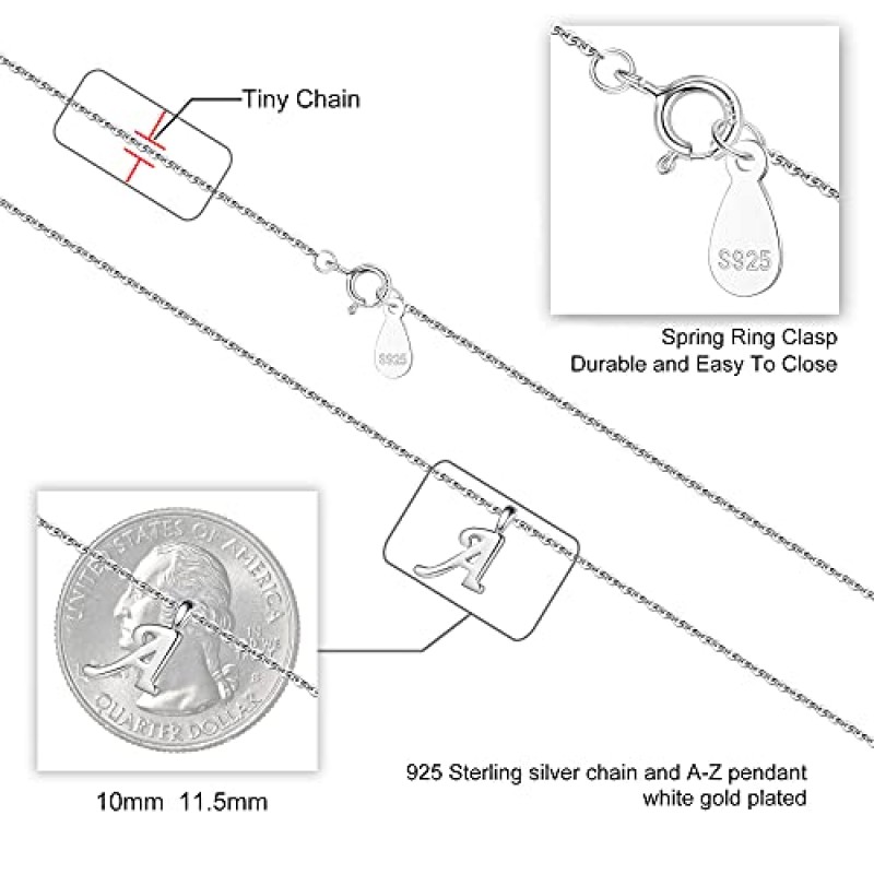 여자를 위한 S925 스털링 실버 초기 목걸이 여자, 여자를 위한 실버 초기 목걸이 여자 보석 우아한 저자극성 편지 목걸이 여자를 위한 작은 필기체 초기 목걸이 십대 소녀 선물
