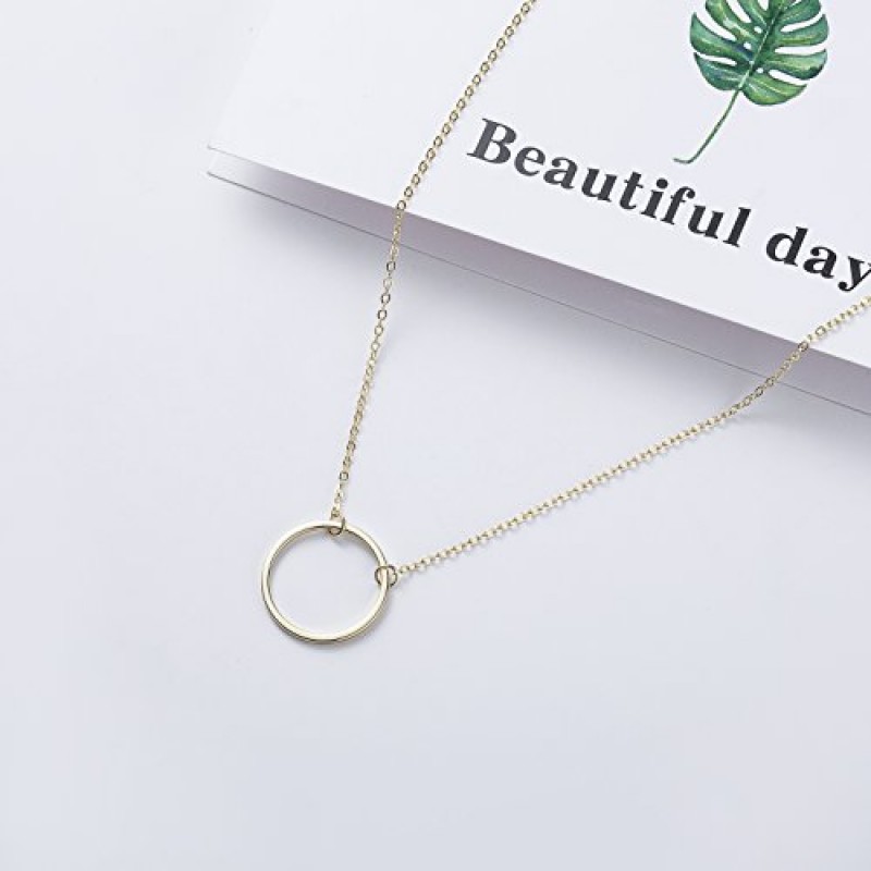 S.J JEWELRY 여성 우정 선물 수제 14k 골드 도금/로즈 골드/실버 도금 Dainty Moon Cross and Circle Choker 목걸이