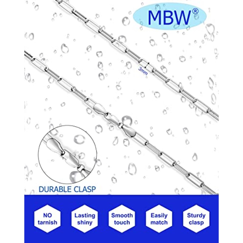 여성을 위한 MBW 실버 클립 체인 목걸이, 여성을 위한 우아한 스털링 실버 초커 목걸이 유행의 단순한 긴 청키 미니멀리스트 방수 링크 목걸이 쥬얼리 선물 16/18/20 in