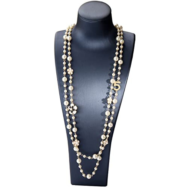 디자이너 모조 진주 Neckalce 동백꽃 번호 5 여성용 긴 레이어드 참 스웨터 Neckalce