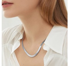 EASYHAUTE 14K 골드/실버 도금 스네이크 체인 헤링본 목걸이 여성용 저자 극성 Dainty Choker 방수 쥬얼리 선물 소녀 3/4/5MM(W) 14 