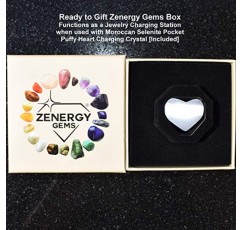 Zenergy Gems 셀레나이트 충전 천연 보석 칩 목걸이 + 셀레나이트 퍼피 하트 충전기 [포함됨]