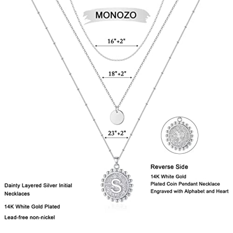 여성을 위한 골드 레이어드 초기 목걸이, 14K 골드 도금 우아한 레이어링 디스크 초커 목걸이 수제 편지 펜던트 동전 초기 목걸이 여성을 위한 레이어드 목걸이 트렌디한 골드 주얼리 선물