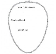 GMESME 18K 화이트 골드 도금 큐빅 지르코니아 클래식 테니스 목걸이(14-24인치)