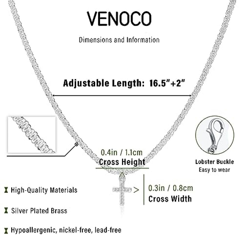 여성을 위한 VENOCO 크로스 목걸이 | 14K 골드 도금 옆으로 크로스 펜던트 목걸이 여성을위한 우아한 계층화 된 골드 목걸이 보석 선물