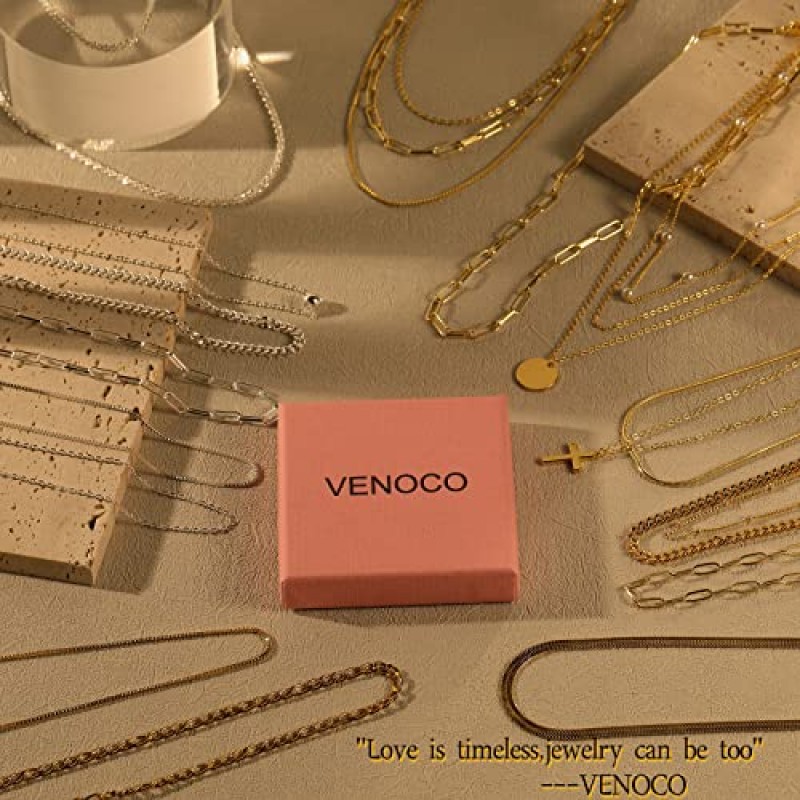 여성을 위한 VENOCO 크로스 목걸이 | 14K 골드 도금 옆으로 크로스 펜던트 목걸이 여성을위한 우아한 계층화 된 골드 목걸이 보석 선물