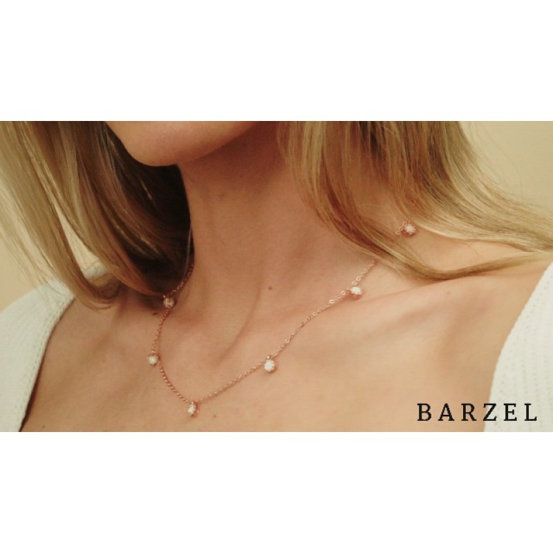 Barzel 18K 화이트 골드 & 18K 로즈 골드와 파이어 오팔 목걸이 제작