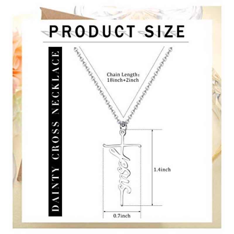 Jewenova 믿음 십자가 목걸이 희망 사랑 강도 펜던트 목걸이 여성을위한 종교 보석 선물 의미 카드와 Dainty Y 펜던트 체인 목걸이