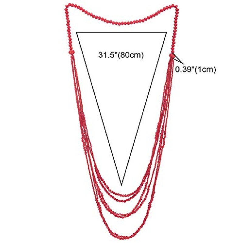 레드 비즈 긴 선언문 목걸이 크리스탈 비즈 참 펜던트가 있는 멀티 스트랜드 폭포 체인