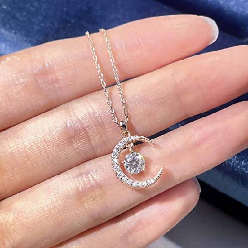 TIANYU 보석 여성을위한 0.5 Ct Moissanite 목걸이 S925 스털링 실버 옐로우 골드 도금 펜던트 목걸이 DF VVS 컬러 Moisanite 다이아몬드 목걸이 쥬얼리 선물 소녀 체인 16 + 2 In