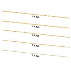 Kooljewelry 여성용 리얼 14k 옐로우 골드 로프 체인 펜던트 목걸이(0.7mm, 0.9mm, 1mm, 1.3mm 또는 1.5mm)