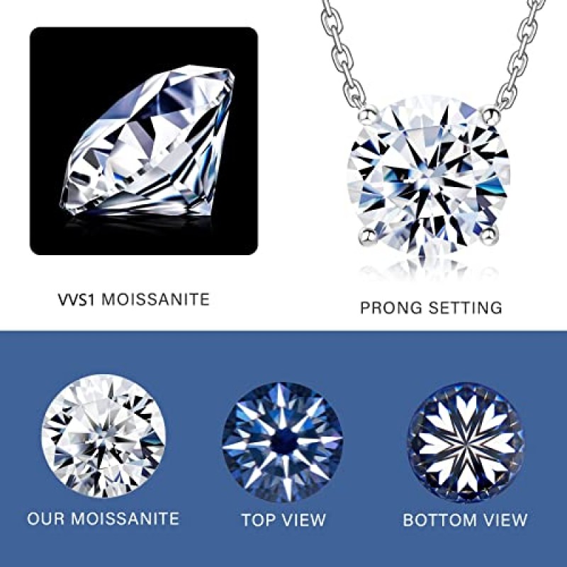 HOLYCOME Moissanite 다이아몬드 목걸이, 여성용 1-3 캐럿 솔리테어 펜던트 쥬얼리, S925 스털링 실버 연구소 아내 여성을위한 시뮬레이션 다이아몬드 쥬얼리 목걸이 선물 제작