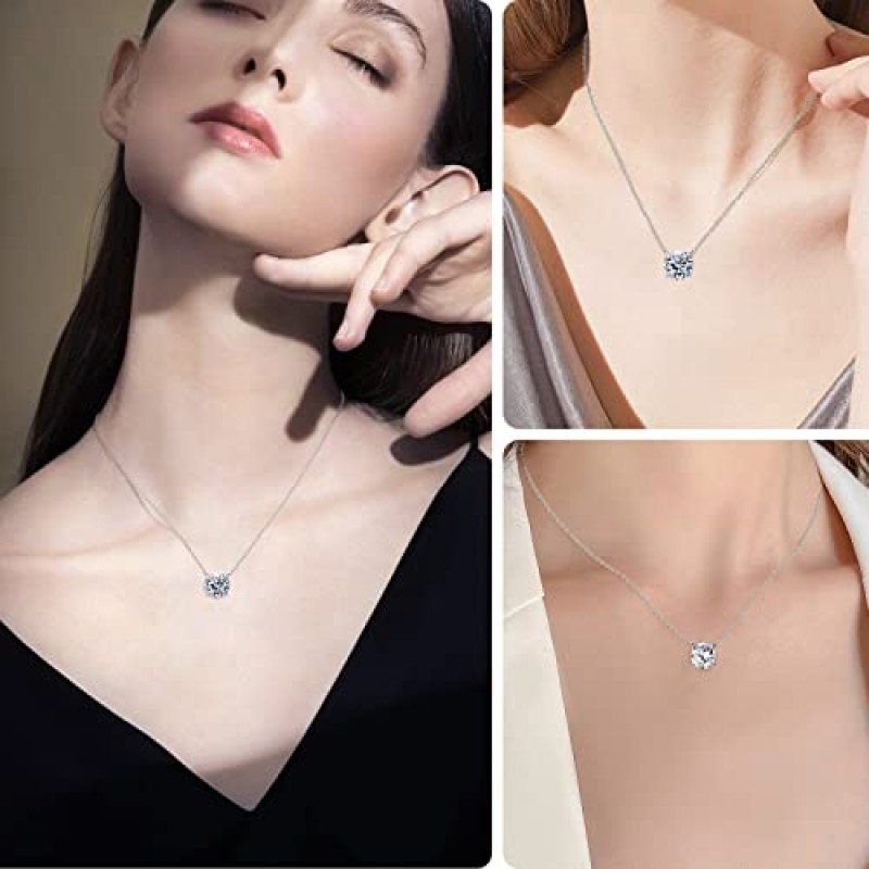 HOLYCOME Moissanite 다이아몬드 목걸이, 여성용 1-3 캐럿 솔리테어 펜던트 쥬얼리, S925 스털링 실버 연구소 아내 여성을위한 시뮬레이션 다이아몬드 쥬얼리 목걸이 선물 제작