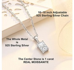 여성용 SecreTalk Moissanite 펜던트 목걸이, 1CT D-F 컬러 아이디얼 컷 925 스털링 실버 솔리테어 다이아몬드 목걸이, 정품 인증서 포함