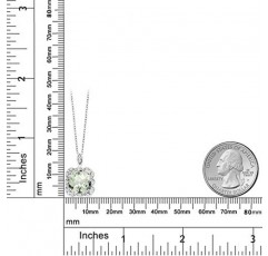 여성용 보석 스톤 킹 925 스털링 실버 그린 프레시오라이트 펜던트 목걸이(3.89 Cttw, 쿠션 체커보드 10MM, 18인치 실버 체인 포함)