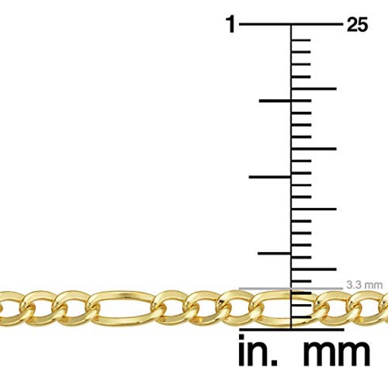 Kooljewelry 14k 옐로우 골드 충전 솔리드 피가로 링크 체인 목걸이(남성 및 여성용)(3.3mm, 4.2mm, 5.2mm, 6mm, 7.8mm 또는 8.6mm)