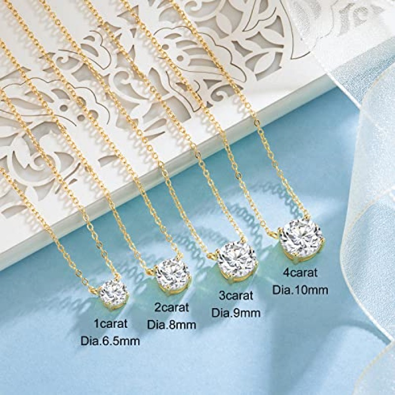 여성용 SecreTalk 1-4CT Moissanite 4P 펜던트 목걸이, 1-4CT D-F 컬러 아이디얼 컷 925 스털링 실버 솔리테어 다이아몬드 목걸이 정품 인증서 포함